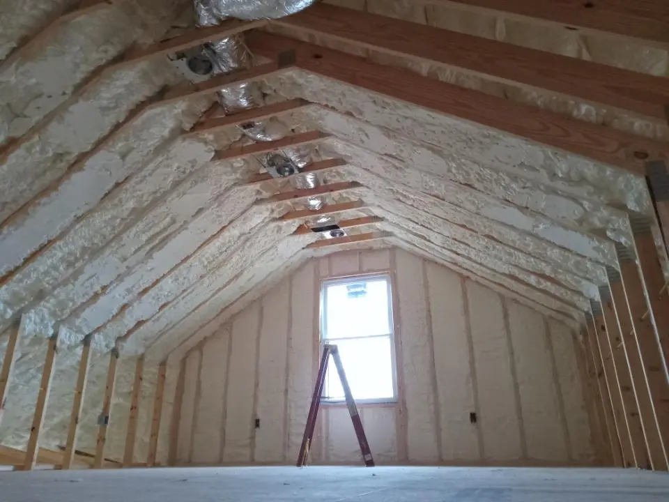Spray foam roofing application for Crawl Space Insulation project in Oakfield